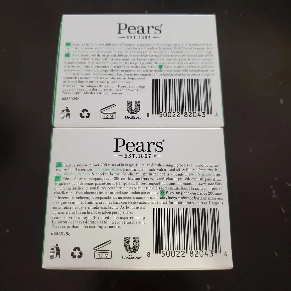 Pear's Transparent Soap Pure & Gentle W/Lemon Flower Extracts Bundle of 2 Bars